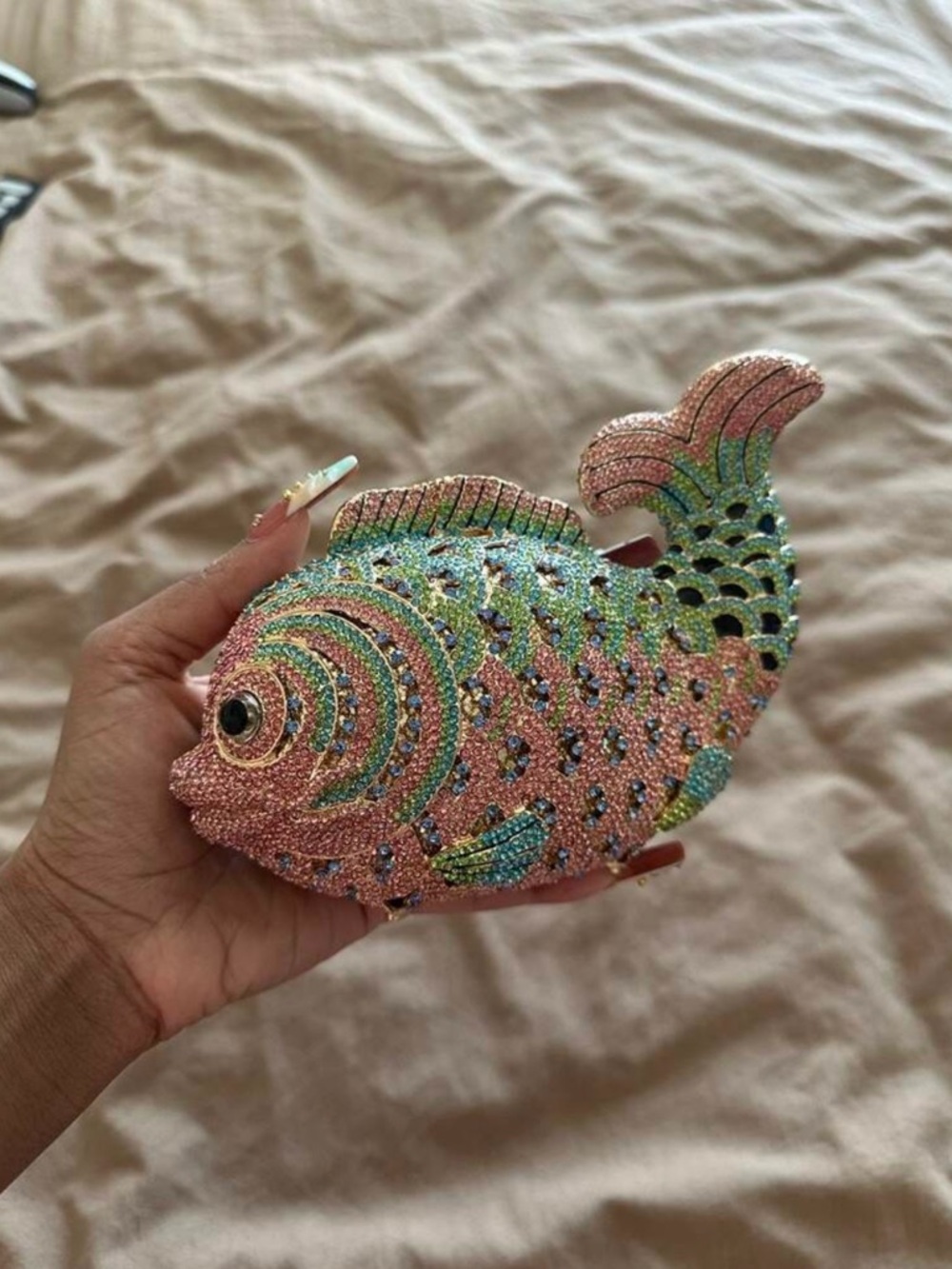 Sparkling Pink & Teal Fish Clutch Handbag - Fashion Accessory